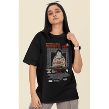 Sevbano Tasarım Monkey D. Luffy One Piece Baskılı Unisex Oversize Anime D Siyah