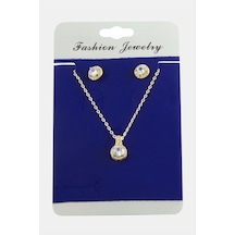 Yuvarlak Zirkon Taşlı Set Kolye-gümüş Rengi N701 Çok renkli 18028932