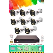Fury 8 Kameralı 6 Warm Led Gece Renkli Görüş-cepten İzle-su Geçirmez Güvenlik Kamerası Seti 320gb