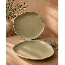 2'li Sahara Tone Oval Tabak 30 Cm Servis-sunum-kahvaltı-peynir-şarküteri Çok Amaçlı Gourmet Tabak Çok renkli