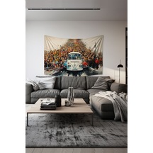 Vosvos Desenli Duvar Halısı Duvar Örtüsü Tapestry Süet Dokulu Kumaş