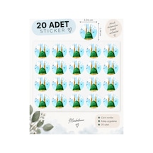 20 Adet Mescid-i Nebevi Yeşil Kubbe Sticker Hac Umre Hediyelik Yapışkanlı Etiket Diğer