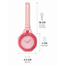 Piyatech Renkli Detaylı Askılı Cep Saati Hemşire Saati Çanta Ve Pantolon Aksesuarı Anahtarlık Unisex Sekizgen Saat Pembe
