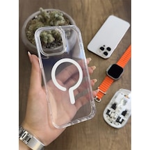Apple iPhone 14 Pro Max Magsafe Uyumlu Silikon Kılıf Soocase661 Şeffaf