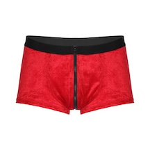Nsmlife Erkek Kırmızı Fermuarlı Kadife Yılbaşı Erkek Noel Boxer