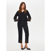 Faik Sönmez Paçası Delik İşli Slim Fit Pantolon S25pnt035 Us25pnt03510 Siyah