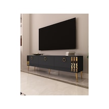 Altın 150 Cm Tv Ünitesi, Tv Sehpası Antrasit - Altın Çok Renkli