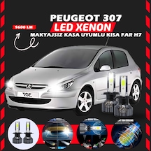 Peugeot 307 Makyajsız Kasa Kısa Far Uyumlu Şimşek Etkili Led Xenon Pro Series H7