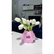 Bezos 3d Baskı Çiçek Formlu Vazo Sakura Çiçeği Şeklinde Dekoratif Modern Çiçek Vazosu Pembe Dmc