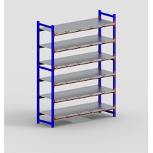 6 Katlı Depo Rafı - 300-350 Kg Taşıma Kapasiteli Hafif Rack Raf 40x90x250 Cm Metalik