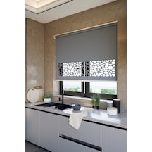 Perdea Lazer Kesim Mat Stor Perde, Lazer Kesimli Klasik Serisi, C-121004 Antrasit Renk