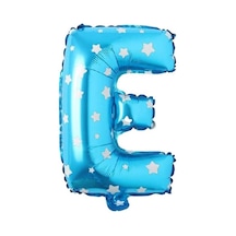 E Harfi 16 İnç Mavi Yıldızlı Renk Folyo Balon 36 Cm Mavi 256