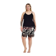 Lady Siyah Beyaz Renk Ve Desenli 10425 Şortlu Büyük Beden Anne Pijama Takımı - 4xl Siyah - Beyaz