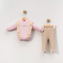 Çakar Bebe 6-18 Aylık Güllü Nakışlı 2li Takım -8035155 - Pembe Pembe