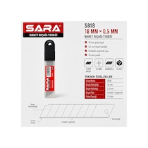 Sara S818 Maket Bıçağı Yedeği 18 Mm X 0,5 Mm, Kırılabilir, 10 Adet