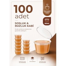 100 Adet 60 Ml Sızdırmaz Mini Saklama Kabı Sosluk Buzluk Kabı Mıt1366 Şeffaf