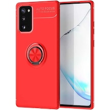 Noktaks - Galaxy S20 Fe Uyumlu Kılıf Koruyucu Yüzüklü Karbon Ravel Silikon Kapak - Kırmızı - T15165