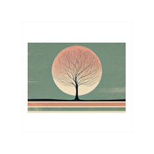 Minimalist Silüet Ve Ağaç Desenli Ahşap Tablo