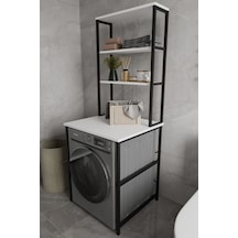 Iboda Çamaşır Makinası Dolabı Çamaşır Makinası Üstü 3 Raflı Düzenleyici Metal Banyo Dolabı Beyaz Diğer