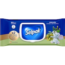 Selpak Organik Bambu Özlü & Organik Zeytinyağlı Islak Mendil 50'li Tekli