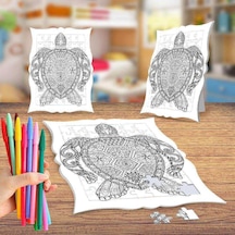 Desenli Kaplumbağa Boyama Puzzle Tablo Çocuk Eğitici Yapboz
