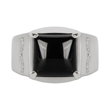 Bella Box Klasik Yüzük Kare Siyah Zirkon Açık Ayar Yüzük Güzel Takı Siyah