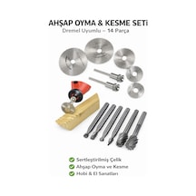Senbang Dremel Uyumlu Ahşap Oyma Ve Kesme Seti 14 Parça Döner Testere Diski Ve Oyma Uçları