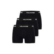 Velmore Erkek Boxer 3 Lı Kutu Yumuşak Pamuk Sıkmayan Bel Lastikli Beden S - 5xl Siyah-beyaz