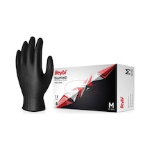 Beybi Diamond Pudrasız Kalın Siyah Nitril Eldiven Medium 100 Adet