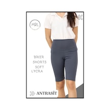 Antrasit Biker Şort Yüksek Bel İç Göstermez Esnek Yumuşak Likralı Soft Tbiker Basics Antrasit