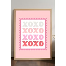 Xoxo Ahşap Çerçeveli Poster, Dekoratif Pembe Duvar Tablosu