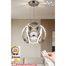 İthal Kasa Xl 3 Renk Kumandalı Led Avize Taç Toplu Gümüş Kasa Büyük Ledli Salon & Oturma Odası Avizesi Gümüş - 874904837 Gümüş - 874904837 Gümüş