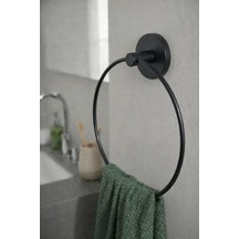 Yuvarlak Halka Banyo Mutfak Havlu Askılığı Siyah-102
