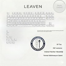 Mekanik Klavye Tuş Takımı-pbt Çift Baskı Keycap Seti- Çizgi Desenli 97 Tuşlu -beyaz Tuş Takımı