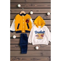 Necix's Baseball Team Çıtçıt Hırkalı Mevsimlik 3'lü Takım Hardal Hardal