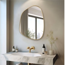 Asimetrik Ayna, Konsol Aynası, Dresuar Aynası, Duvar Aynası 75 X 55 Gold