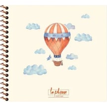 16x15 Cm Çizgisiz 50 Yaprak Sert Kapak Telli Defter 60 Gr Krem Rengi Kağıt Balon Desen Kırmızı