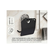 Buççin Online Mağaza Yapışkanlı/vidalı Kapaklı Tuvalet Kağıdı Askısı Banyo Tuvalet Kağıtlığı Roma Serisi Metal Gümüş Çok Renkli