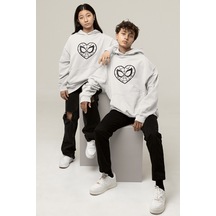 Beyaz Kalp Spider Sevgili/cift/arkadaslık/2'li Kapsonlu Sweatshirt Seti