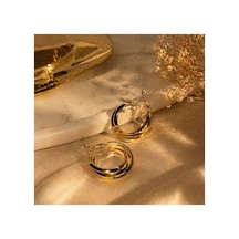 Gold Geçmeli Model Halka Küpe Sarı Sarı