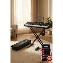 Midex Ps-5200bk-hss Pro Org 61 Led Işıklı Tuş Hassasiyetli Bluetooth Midi Kulaklık Stand Sustain