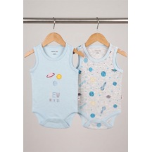 Mother Love %100 Organik Pamuk 2'li Atlet Body 0-36 Ay Mavi