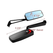 Supermarket1 Universal Dikdörtgen Motosiklet Yan Aynaları - Siyah Alaşımlı, Dumanlı Mavi Cam, Ayarlanabilir, Uygun Honda, Kawasaki, Yamaha