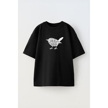 Thewert Unisex I My Not Haven Tasarım Baskılı Pamuk Sıyah Oversize T-shirt Siyah