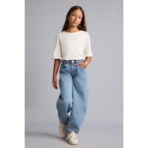 Defacto %100 Pamuk Pens Detaylı Cepli Baggy Fit Jean Pantolon Kız Çocuk H8895a826aunm28 Mavi-nm28