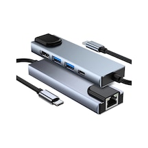Winex 5in1 Type-C to HDMI 2xUsbA 3.0 Ethernet Hub Port Adaptör