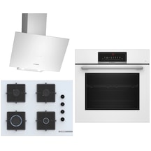 Bosch HBJ559EW6T - POP7C2P31O - DWK64PJ20T 3D Fry Tepsili Beyaz 628 3'lü Ankastre Set