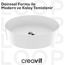 Creavit LOOP145BEYAZSET Loop Çanak Lavabo Armatür Ve Sifon Başlığı Seti Beyaz