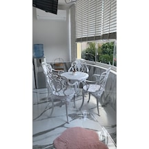 Aluminyumdokumcu Sandalye Masa Takım Kollu Beyaz