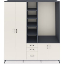 Kronos Dolap 13 Raflı 3 Çekmeceli 4 Kapaklı 220x59x243 Antrasit-aytaşı/aytaşı Çok Renkli